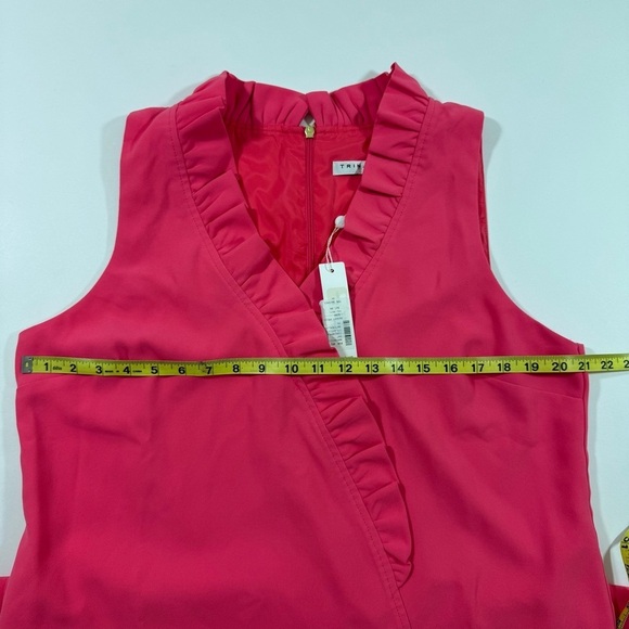 New Trina Turk Atlantis Ruffle Trim Shift Dress Watermelon - Picture 7 of 8